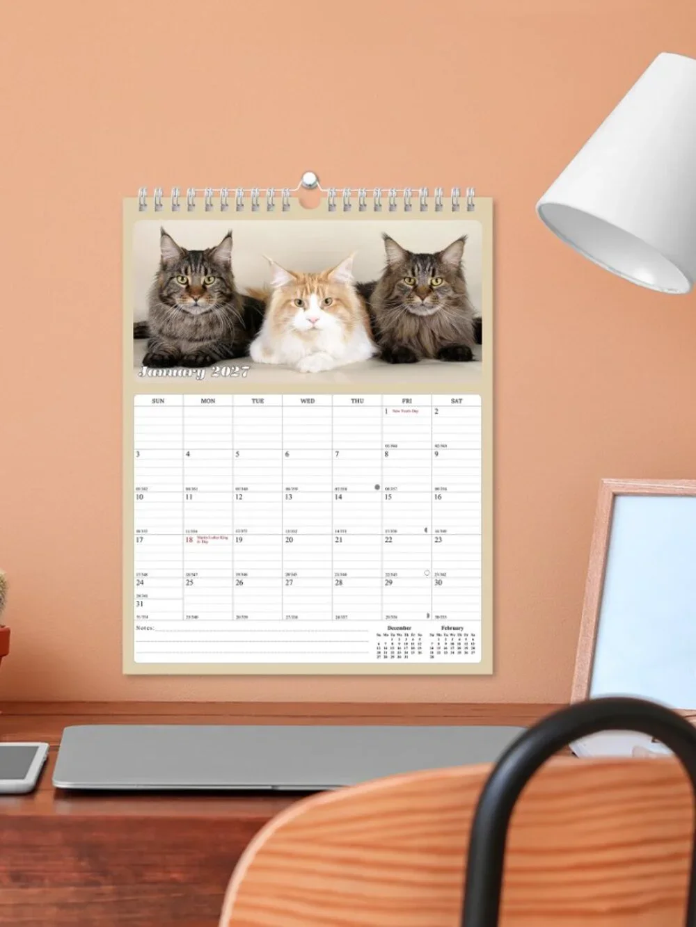 2027 Wall Calendar Spiral-bound Twin - 12 Months Planner 8.5